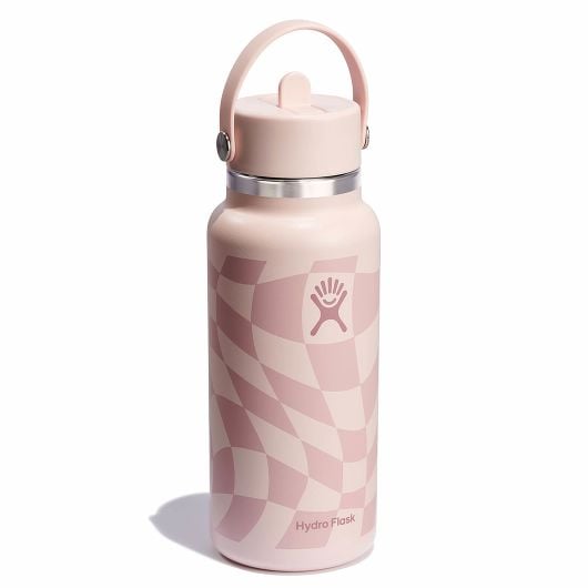 Hydro Flask 32 oz Wide Mouth with Flex Straw Cap Checkered Ecru | FNXE-72117502