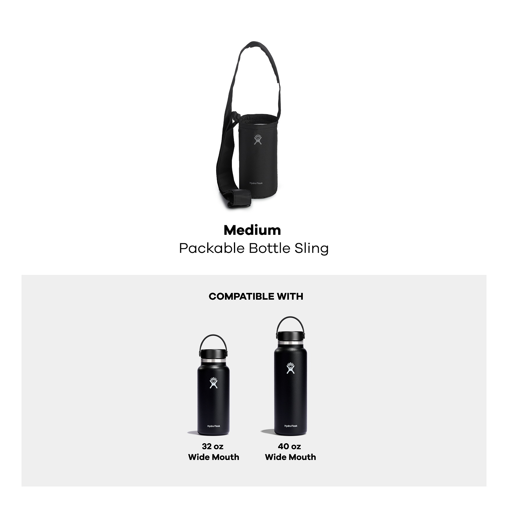 Hydro Flask Medium Packable Bottle Sling Noir | WZBK-83076182